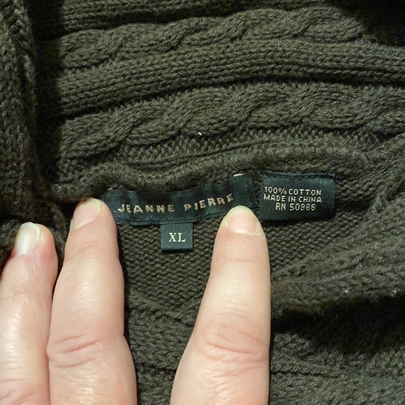 Jeanne Pierre Women’s Cotton Brown Cowl Neck Long Sleeve Sweater Ribbed Cuffs XL - Picture 6 of 8